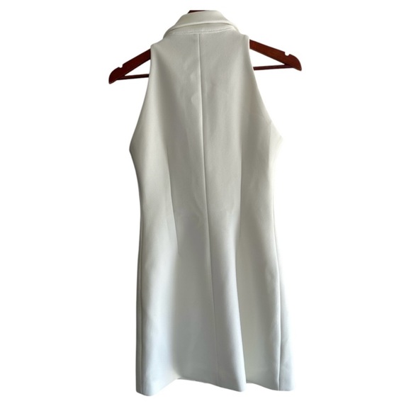 Cream Sheath Mini Dress with Notched Collar - Picture 3 of 8